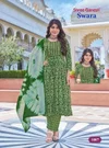 Swara Vol 1 By Shree Ganesh Rayon Umbrella Cut Kurti Set